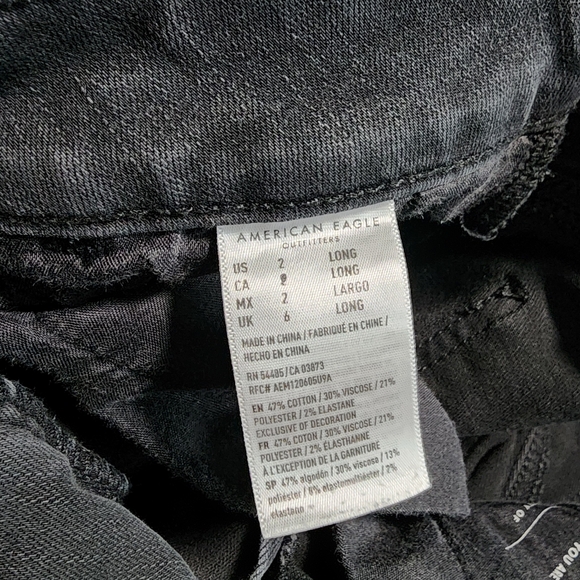 American Eagle Hi Rise Jegging Womens Size 2 Long Black Stretch Denim Jeans - Picture 6 of 16